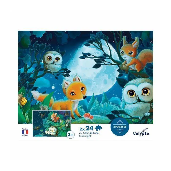 Bild: 3373910077064 | Tiere in der Nacht 2x24 Teile Puzzle | Herausgegeben von CALYPTO