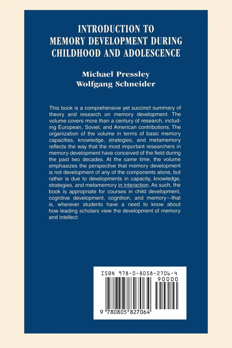 Rückseite: 9780805827064 | Introduction to Memory Development During Childhood and Adolescence