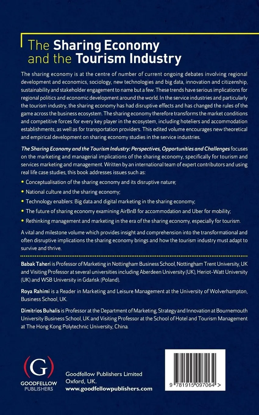 Rückseite: 9781915097064 | The Sharing Economy and the Tourism Industry | Babak Taheri (u. a.)