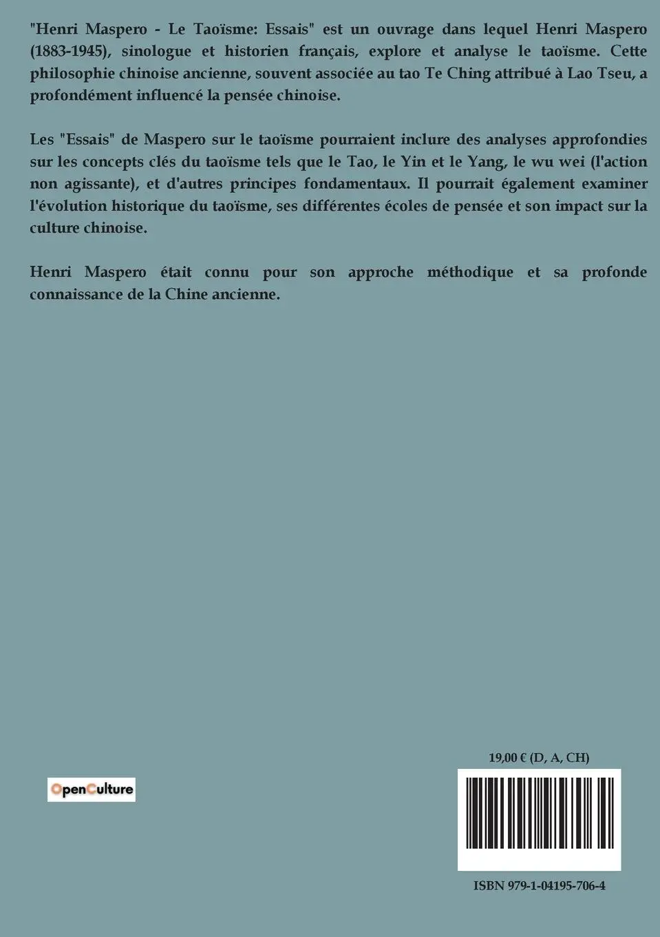 Rückseite: 9791041957064 | Le Taoïsme | Essais | Henri Maspero | Taschenbuch | Paperback | 2024