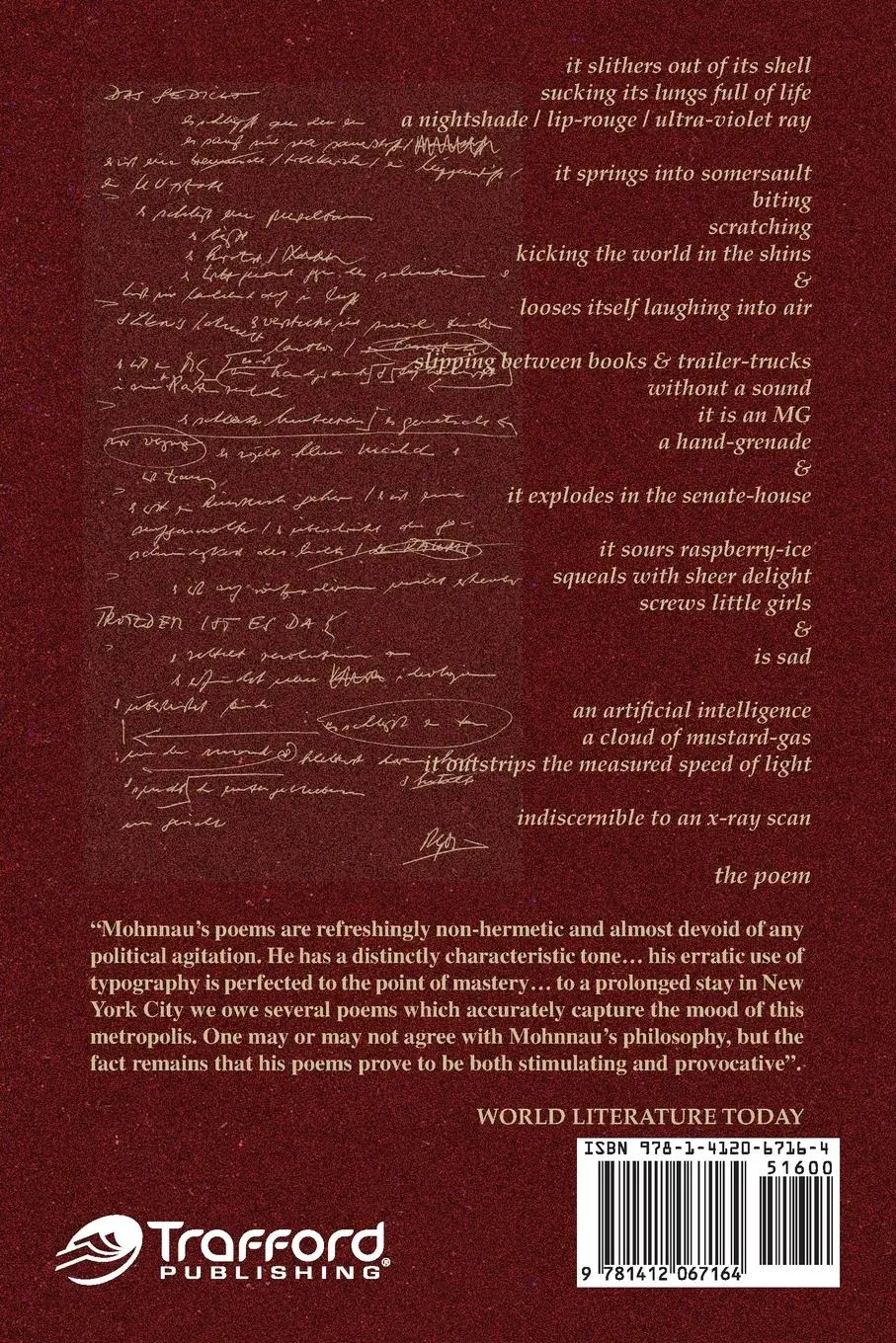 Rückseite: 9781412067164 | Sowing Nightshade in the Wastelands of Cities | Poems | Mohnnau | Buch