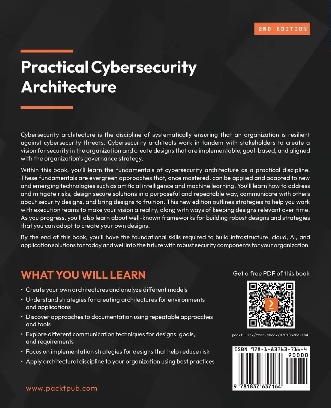 Rückseite: 9781837637164 | Practical Cybersecurity Architecture - Second Edition | Kelley (u. a.)