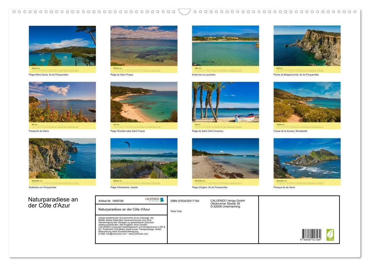 Bild: 9783435017164 | Naturparadiese an der Côte d'Azur (Wandkalender 2025 DIN A2 quer),...