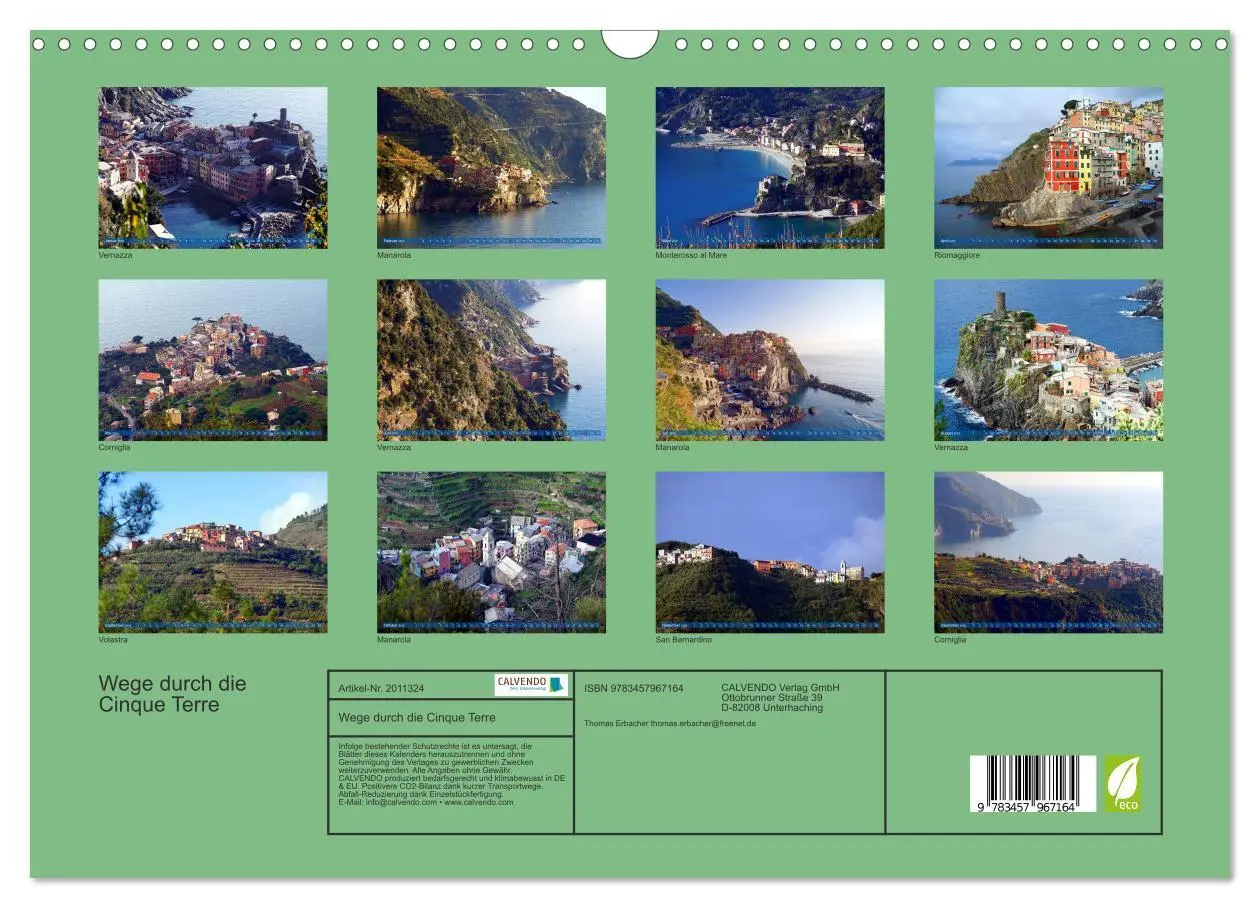 Bild: 9783457967164 | Wege durch die Cinque Terre (Wandkalender 2026 DIN A3 quer),...