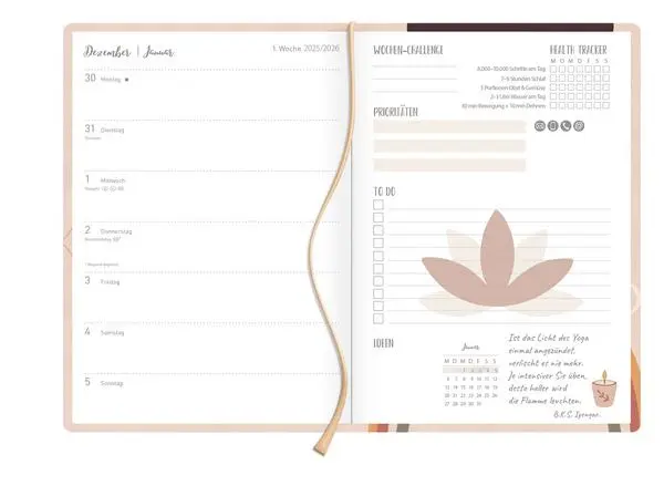 Bild: 9783731887164 | Terminkalender Jahresbegleiter Yoga 2026 | Verlag Korsch | Taschenbuch