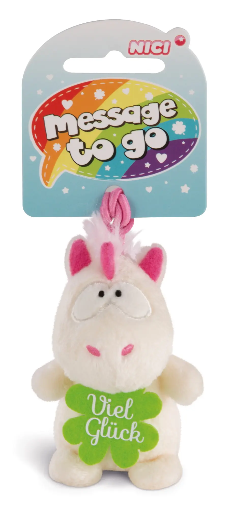 Cover: 4012390427264 | Nici 42726 Einhorn Theodor Viel Glück 8cm mit Loop | Message to Go
