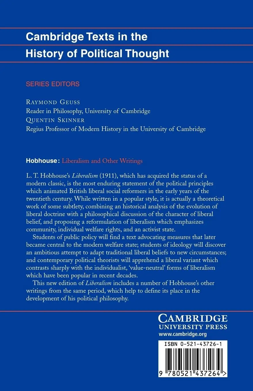 Rückseite: 9780521437264 | Hobhouse | Liberalism and Other Writings | Hobhouse (u. a.) | Buch