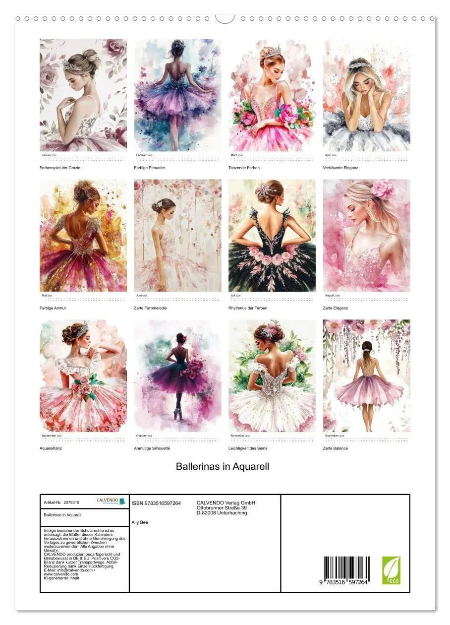 Bild: 9783516597264 | Ballerinas in Aquarell (hochwertiger Premium Wandkalender 2026 DIN...