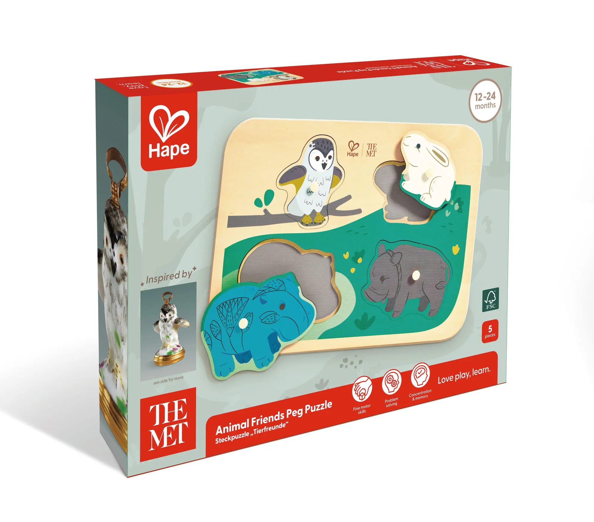 Cover: 6943478057364 | The Met: Steckpuzzle "Tierfreunde" - 4 Teile | Spiel | Deutsch | 2026