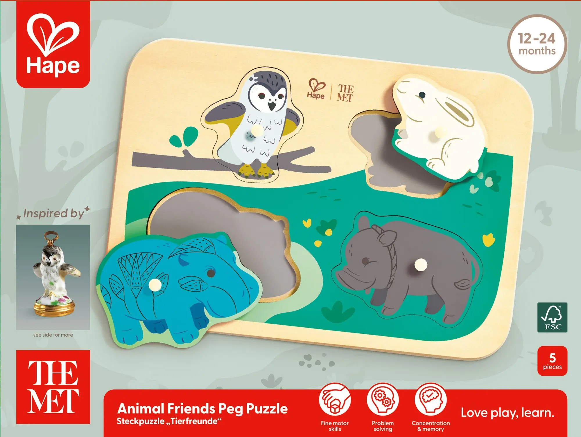 Bild: 6943478057364 | The Met: Steckpuzzle "Tierfreunde" - 4 Teile | Spiel | Deutsch | 2026