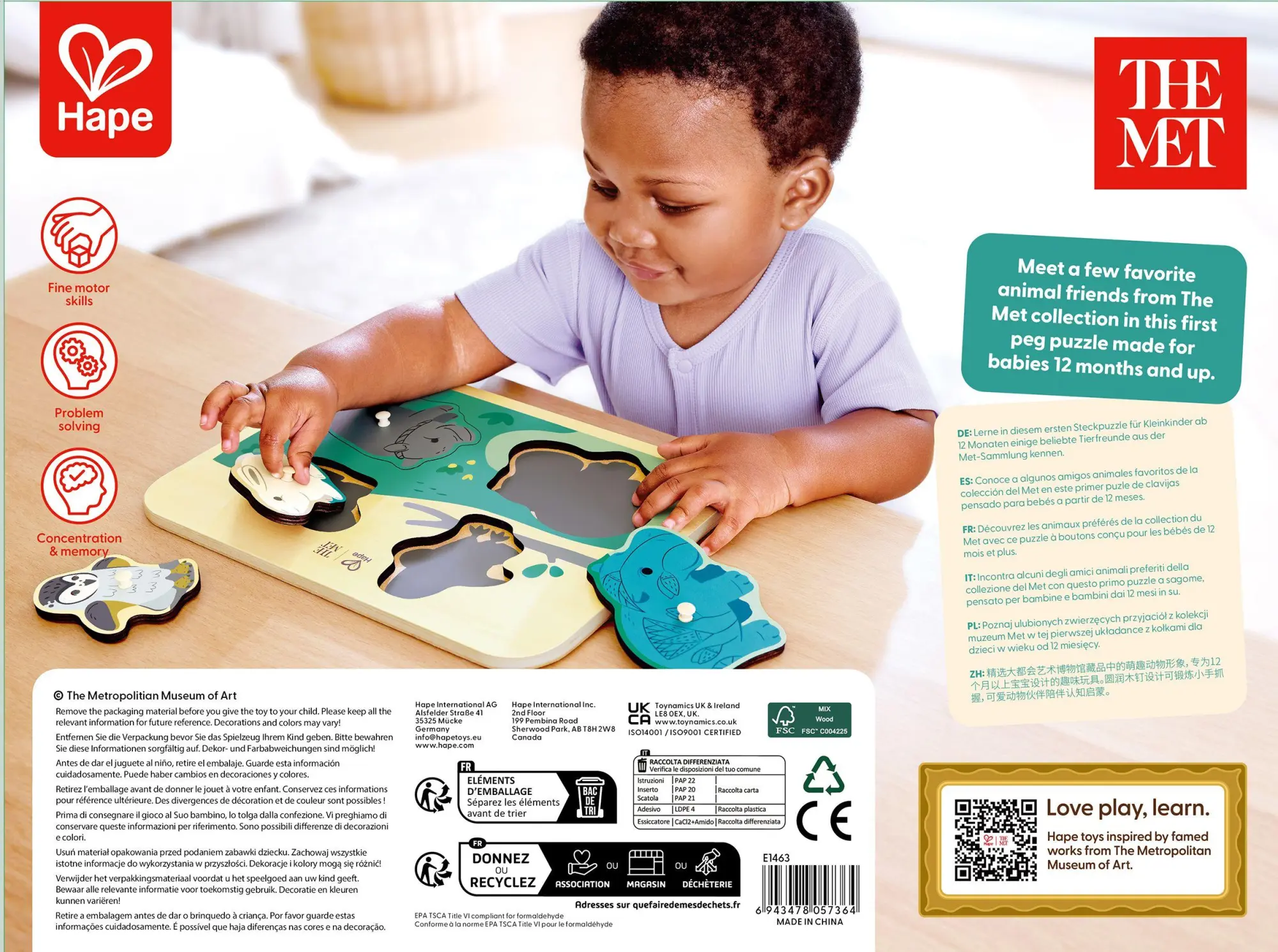 Bild: 6943478057364 | The Met: Steckpuzzle "Tierfreunde" - 4 Teile | Spiel | Deutsch | 2026