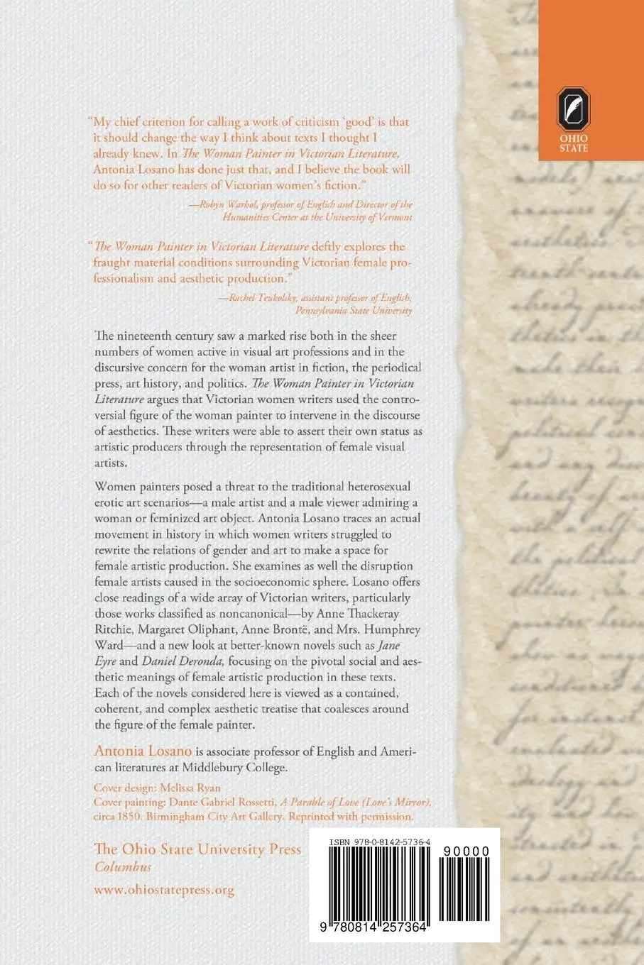 Rückseite: 9780814257364 | The Woman Painter in Victorian Literature | Antonia Losano | Buch