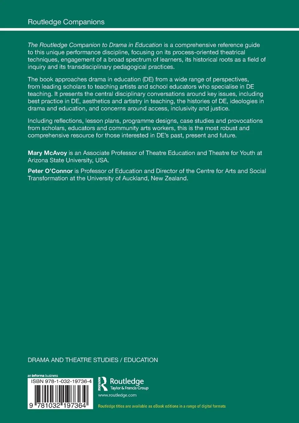 Rückseite: 9781032197364 | The Routledge Companion to Drama in Education | Mary McAvoy (u. a.)