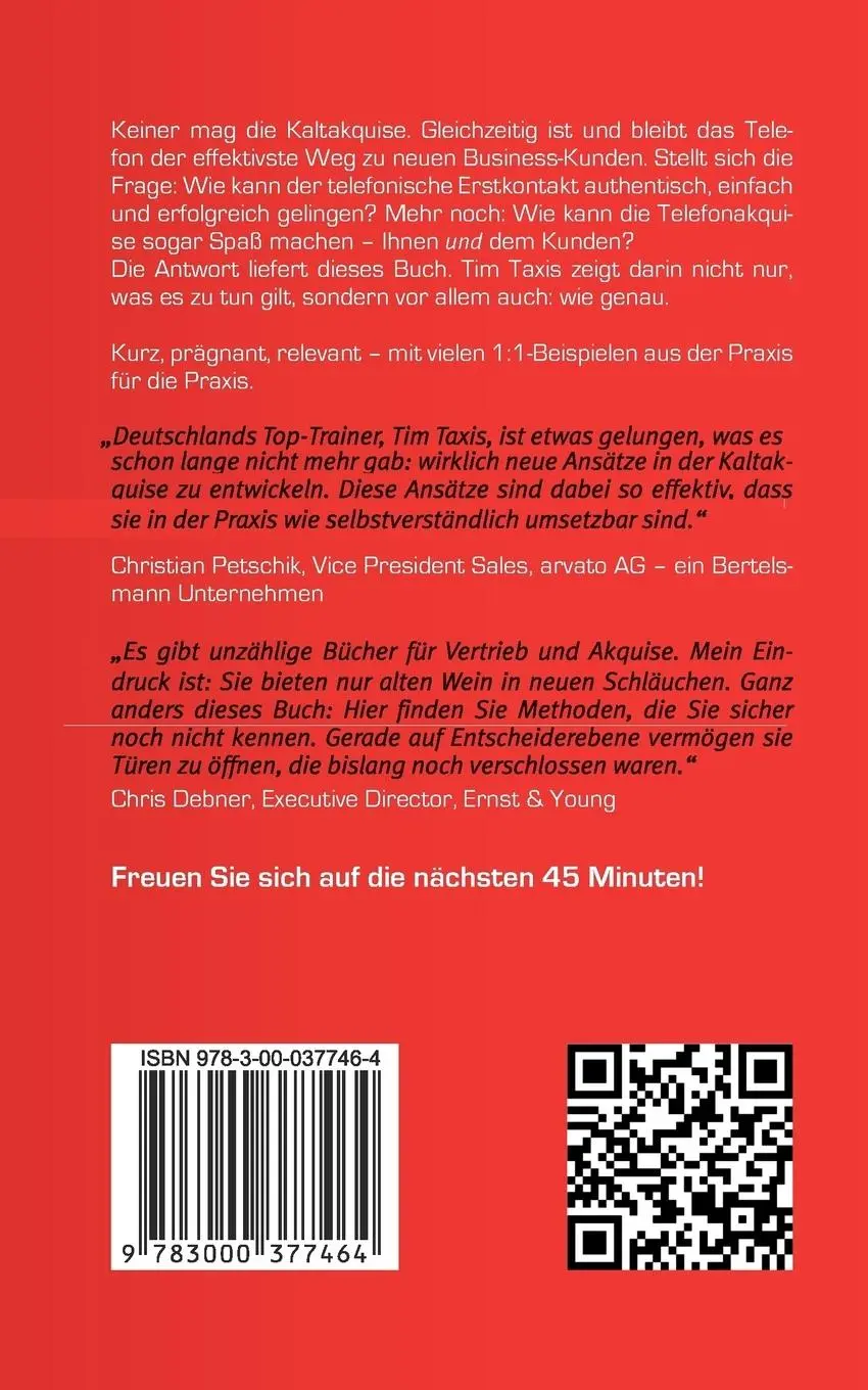 Rückseite: 9783000377464 | Heiß auf Kaltakquise in 45 Minuten | Tim Taxis | Taschenbuch | 92 S.