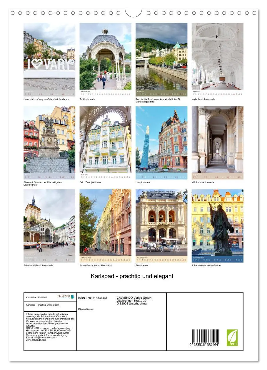 Bild: 9783516337464 | Karlsbad - prächtig und elegant (Wandkalender 2026 DIN A3 hoch),...