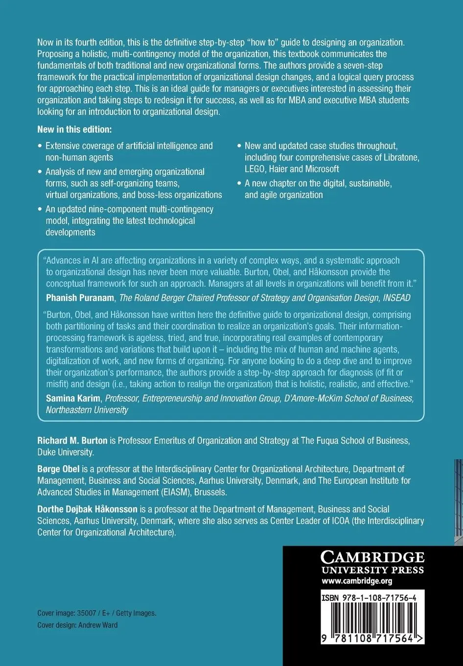 Rückseite: 9781108717564 | Organizational Design | A Step-by-Step Approach | Burton (u. a.)
