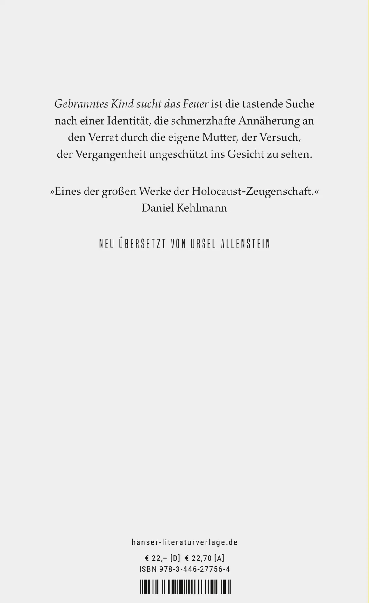 Bild: 9783446277564 | Gebranntes Kind sucht das Feuer | Roman | Cordelia Edvardson | Buch