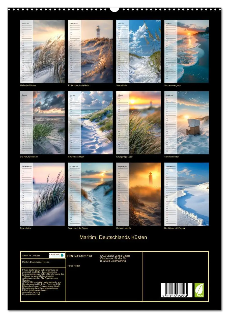 Bild: 9783516257564 | Maritim, Deutschlands Küsten (hochwertiger Premium Wandkalender...