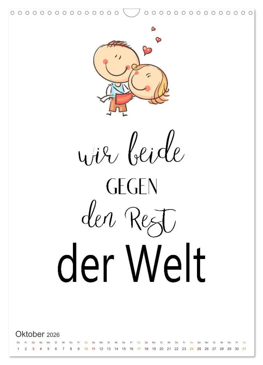 Bild: 9783516327564 | Liebessprüche (Wandkalender 2026 DIN A3 hoch), CALVENDO Monatskalender