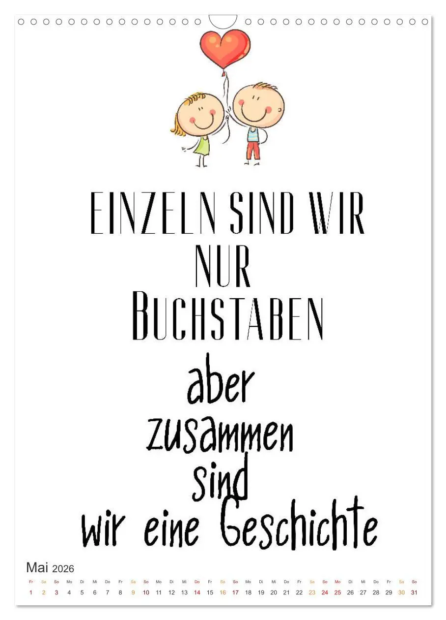Bild: 9783516327564 | Liebessprüche (Wandkalender 2026 DIN A3 hoch), CALVENDO Monatskalender