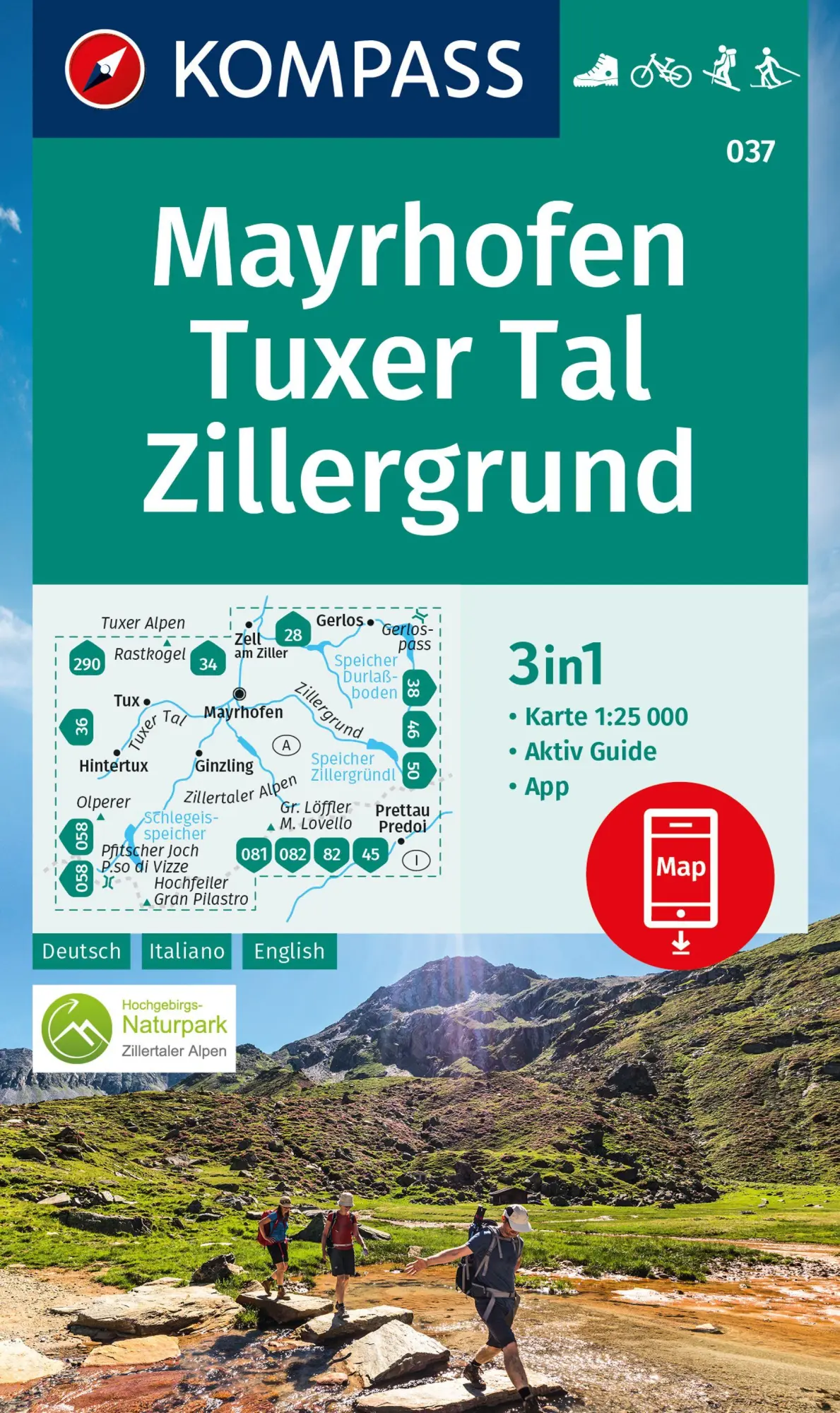 Cover: 9783991217664 | KOMPASS Wanderkarte 037 Mayrhofen, Tuxer Tal, Zillergrund 1:25.000