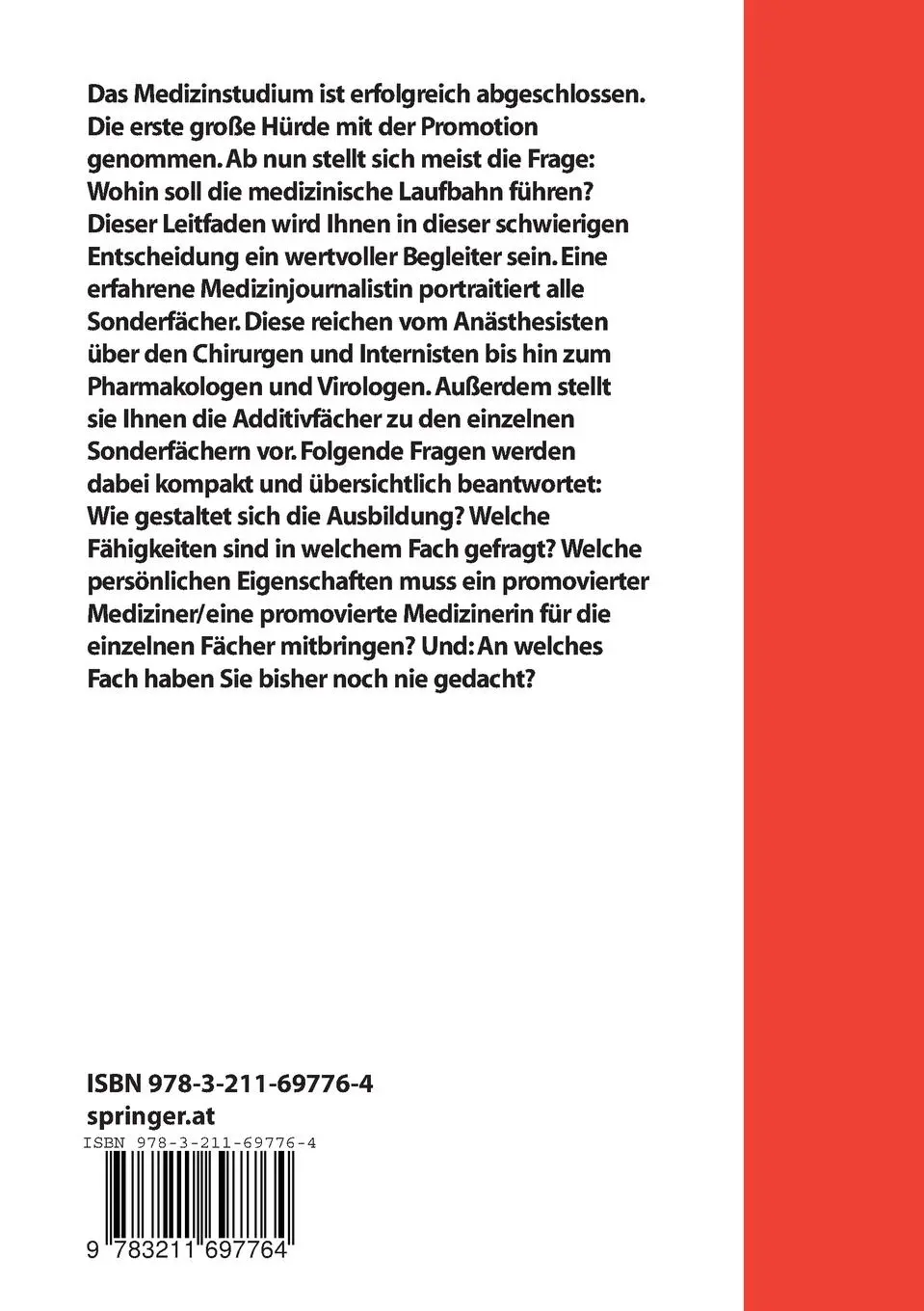 Rückseite: 9783211697764 | Medizinstudium - Ius Practicandi - was nun? | Sabine Fisch | Buch | xi