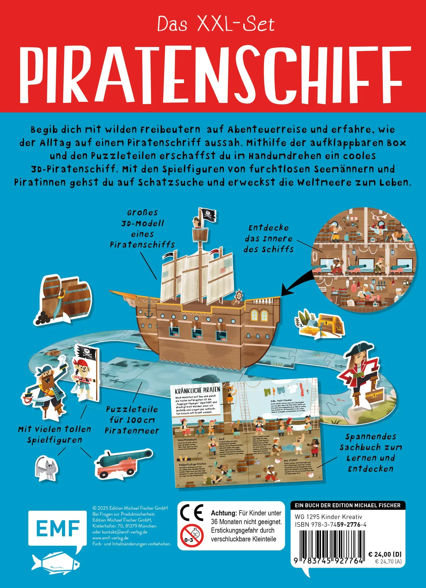 Rückseite: 9783745927764 | Das XXL-Set - Bauen, Wissen, Spielen: Piratenschiff | Buch | 32 S.