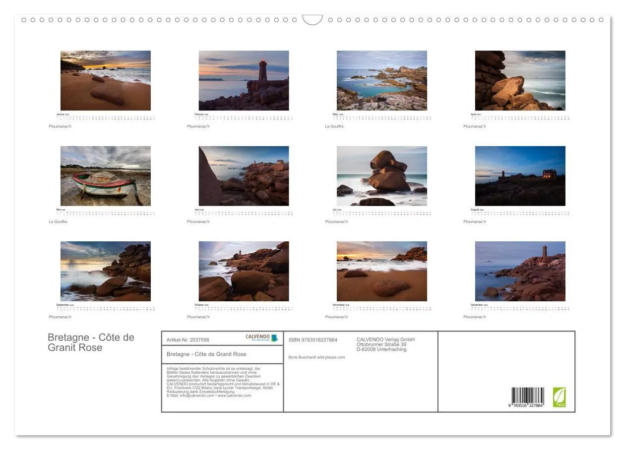 Bild: 9783516227864 | Bretagne - Côte de Granit Rose (Wandkalender 2026 DIN A2 quer),...