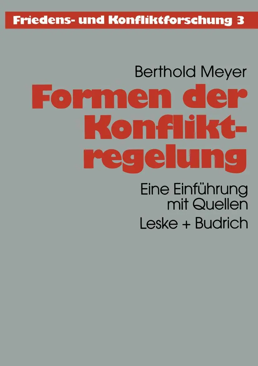 Cover: 9783810017864 | Formen der Konfliktregelung | Eine Einführung mit Quellen | Meyer