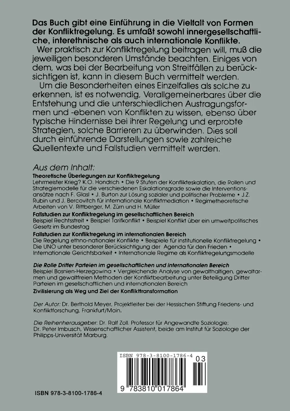 Rückseite: 9783810017864 | Formen der Konfliktregelung | Eine Einführung mit Quellen | Meyer