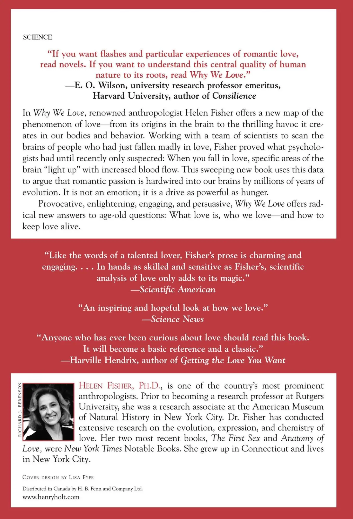 Rückseite: 9780805077964 | Why We Love | The Nature and Chemistry of Romantic Love | Helen Fisher