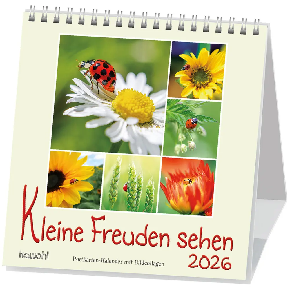 Cover: 9783754817964 | Kleine Freuden sehen 2026 | Postkarten-Kalender mit Bildcollagen