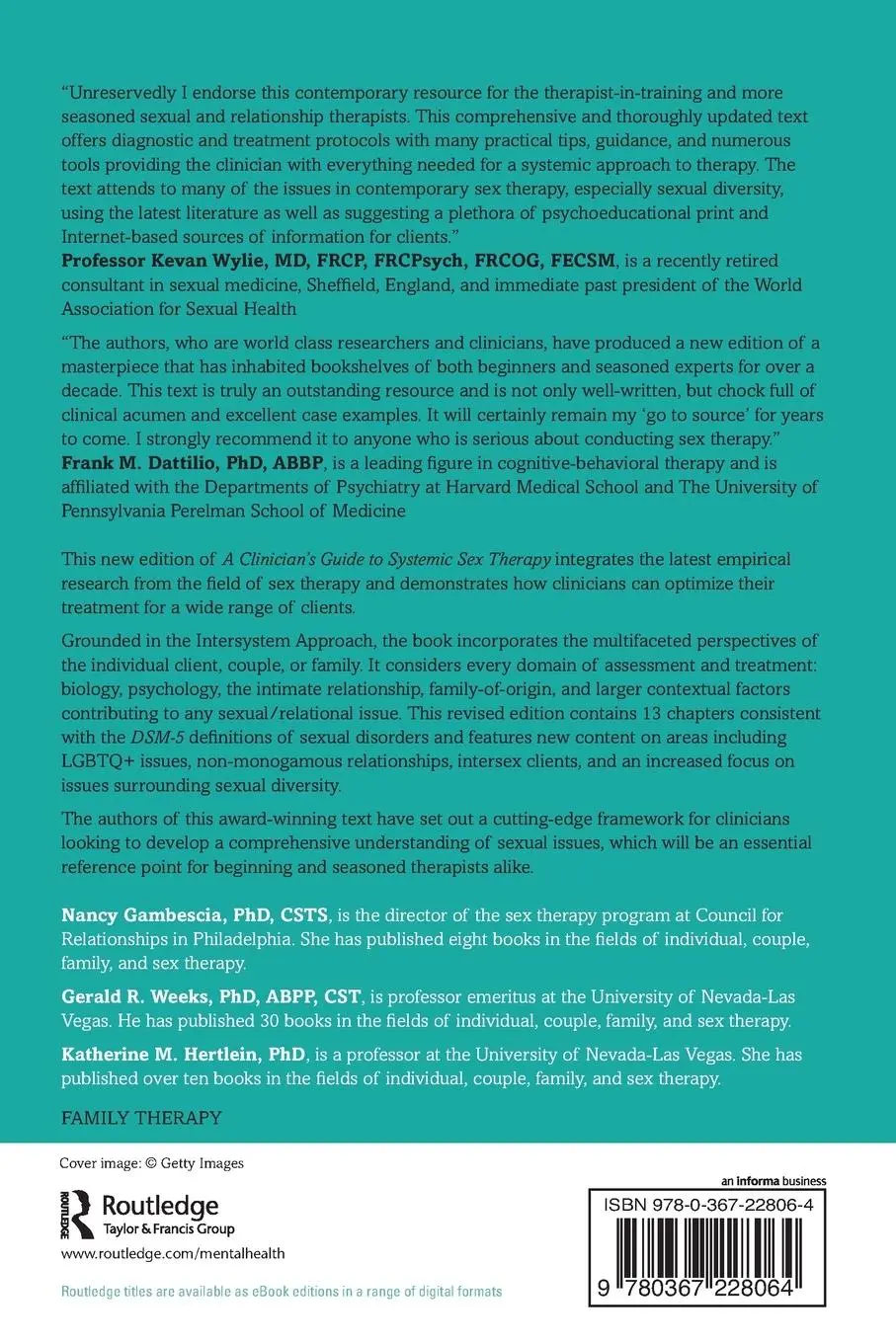 Rückseite: 9780367228064 | A Clinician's Guide to Systemic Sex Therapy | Nancy Gambescia (u. a.)