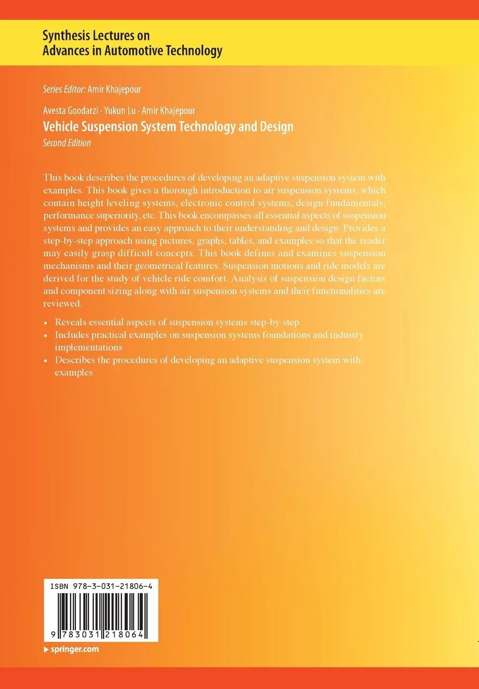 Rückseite: 9783031218064 | Vehicle Suspension System Technology and Design | Goodarzi (u. a.) | x