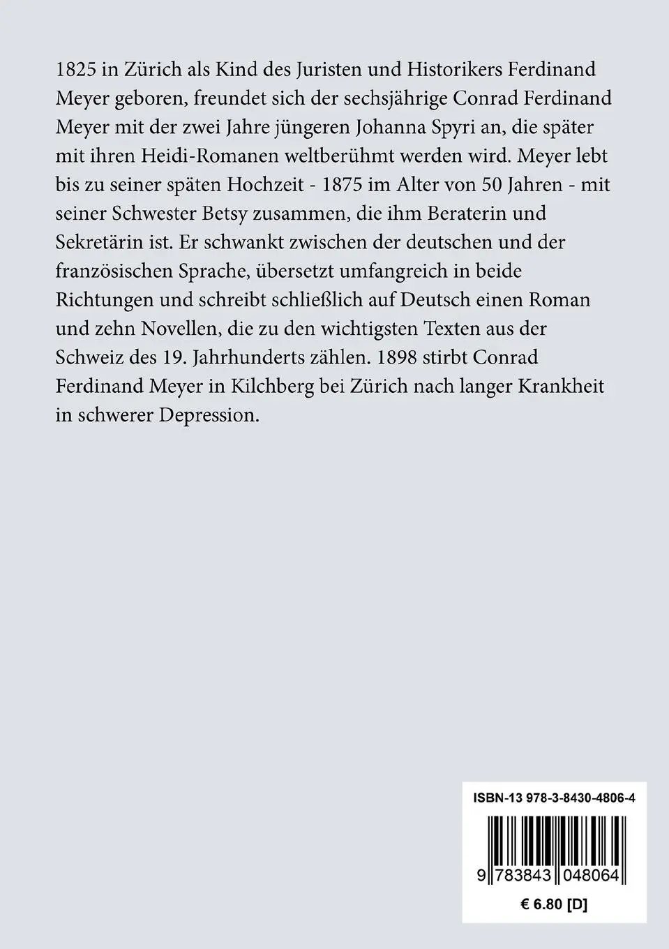 Rückseite: 9783843048064 | Der Schuß von der Kanzel | Conrad Ferdinand Meyer | Taschenbuch | 2015