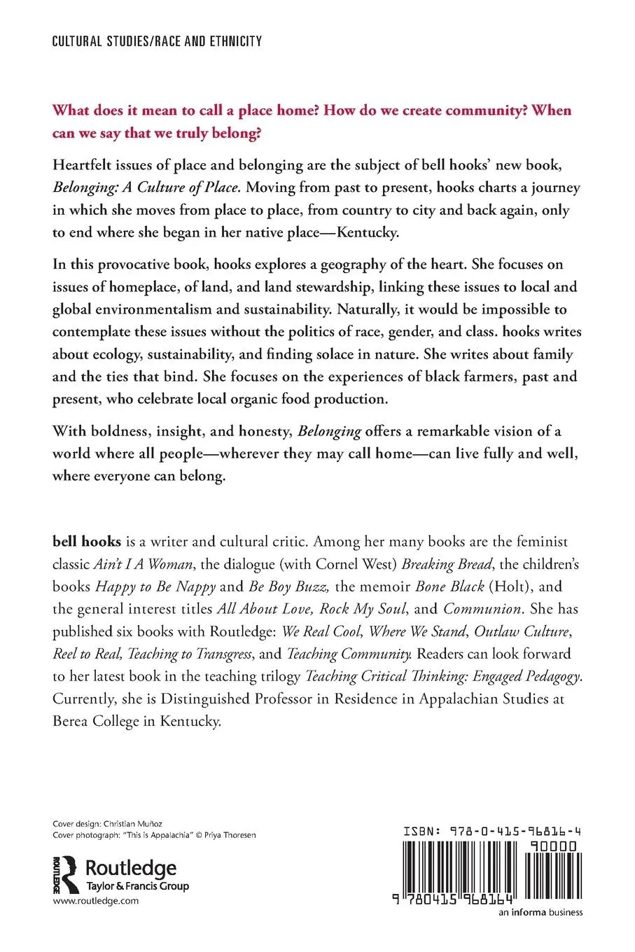 Rückseite: 9780415968164 | Belonging | A Culture of Place | Bell Hooks | Taschenbuch | Englisch