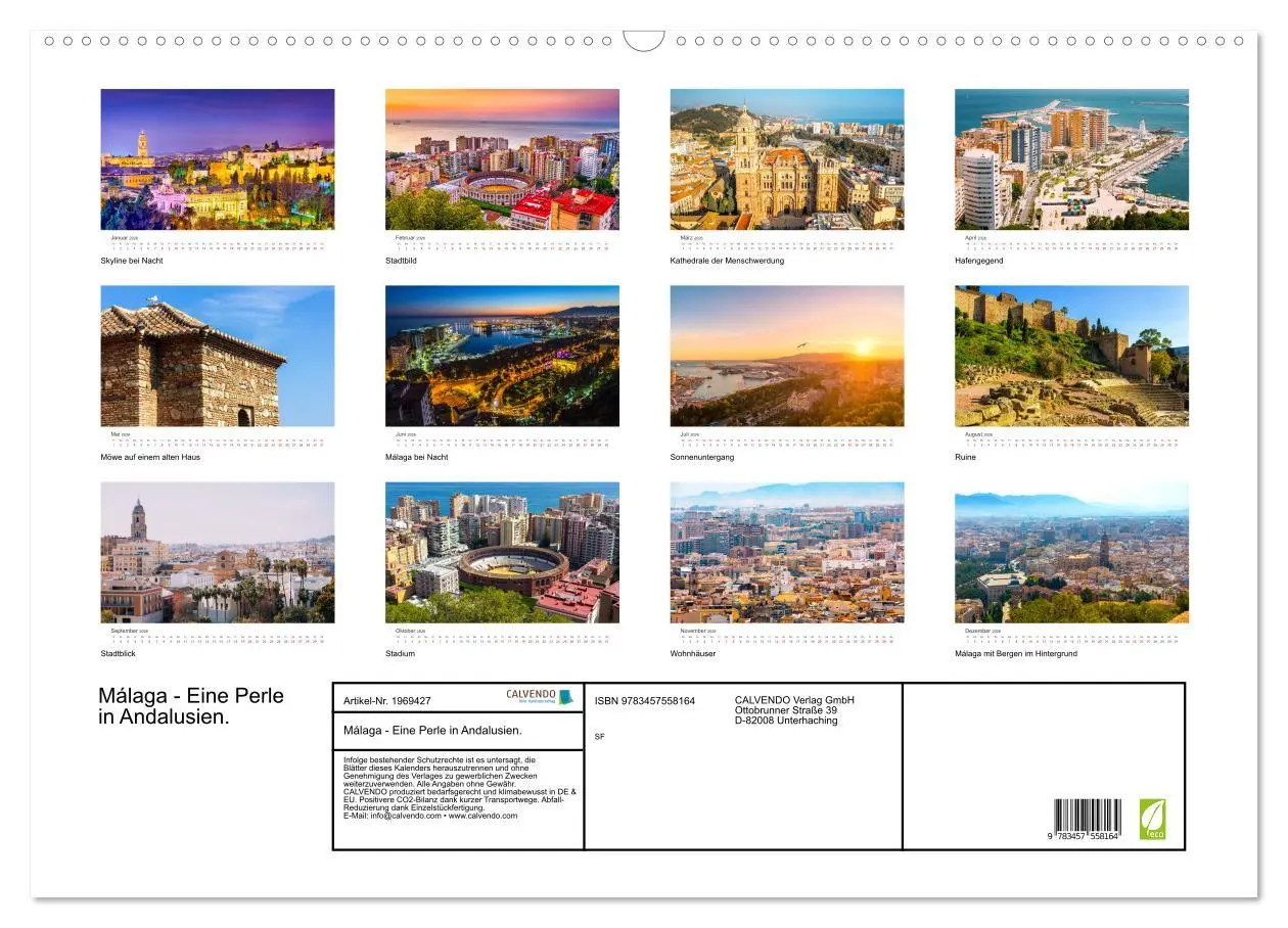 Bild: 9783457558164 | Málaga - Eine Perle in Andalusien. (Wandkalender 2026 DIN A2 quer),...