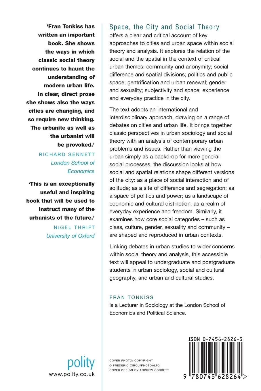 Rückseite: 9780745628264 | Space, the City and Social Theory | Social Relations and Urban Forms