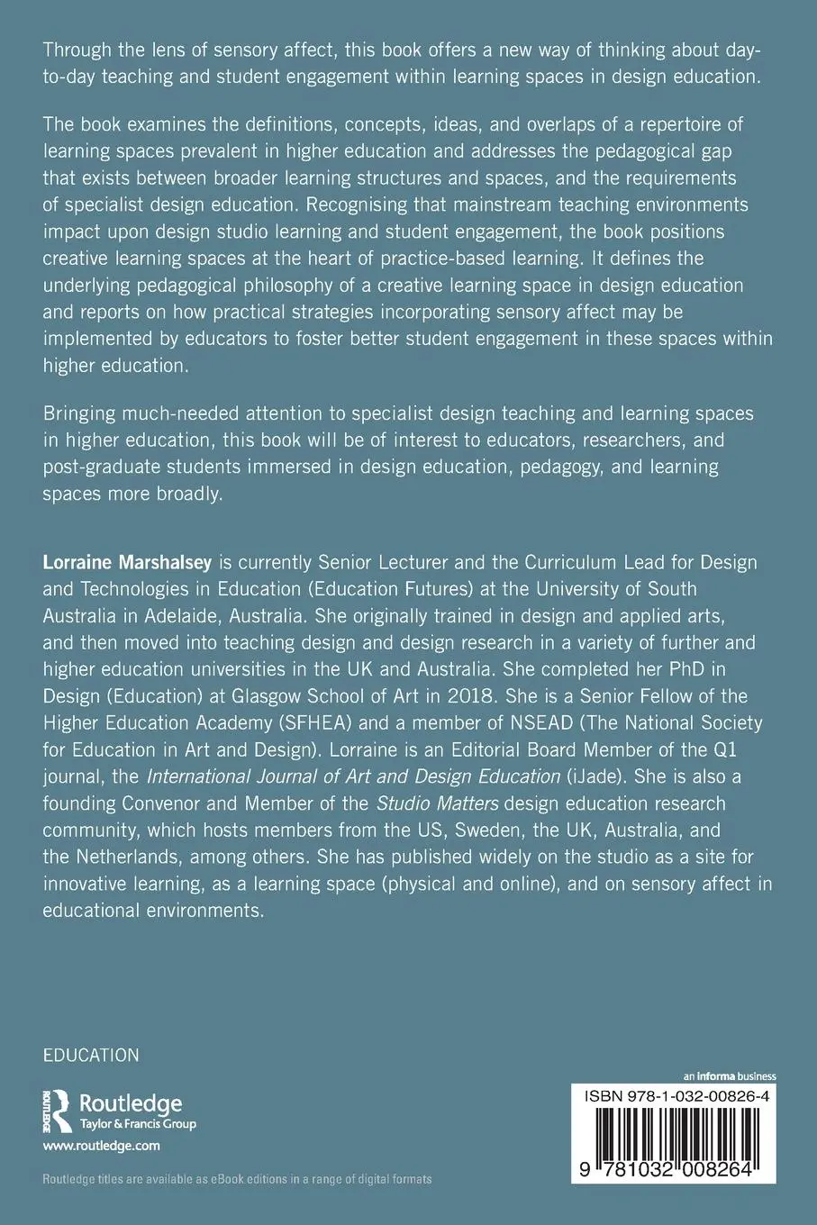 Rückseite: 9781032008264 | Sensory Affect, Learning Spaces, and Design Education | Marshalsey