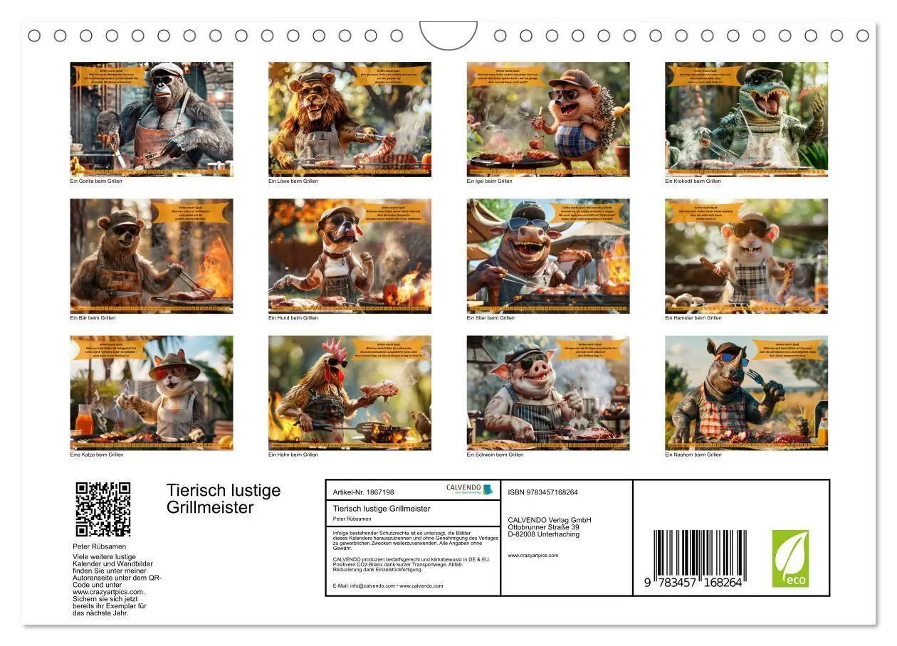 Bild: 9783457168264 | Tierisch lustige Grillmeister (Wandkalender 2025 DIN A4 quer),...