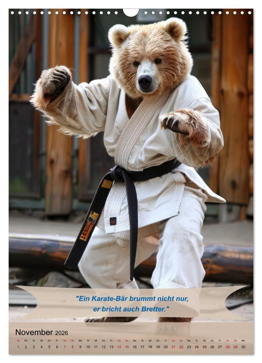 Bild: 9783516258264 | Tierisch lustige Karatekämpfer (Wandkalender 2026 DIN A3 hoch),...