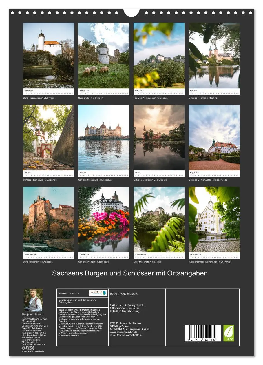 Bild: 9783516328264 | Sachsens Burgen und Schlösser mit Ortsangaben (Wandkalender 2026...