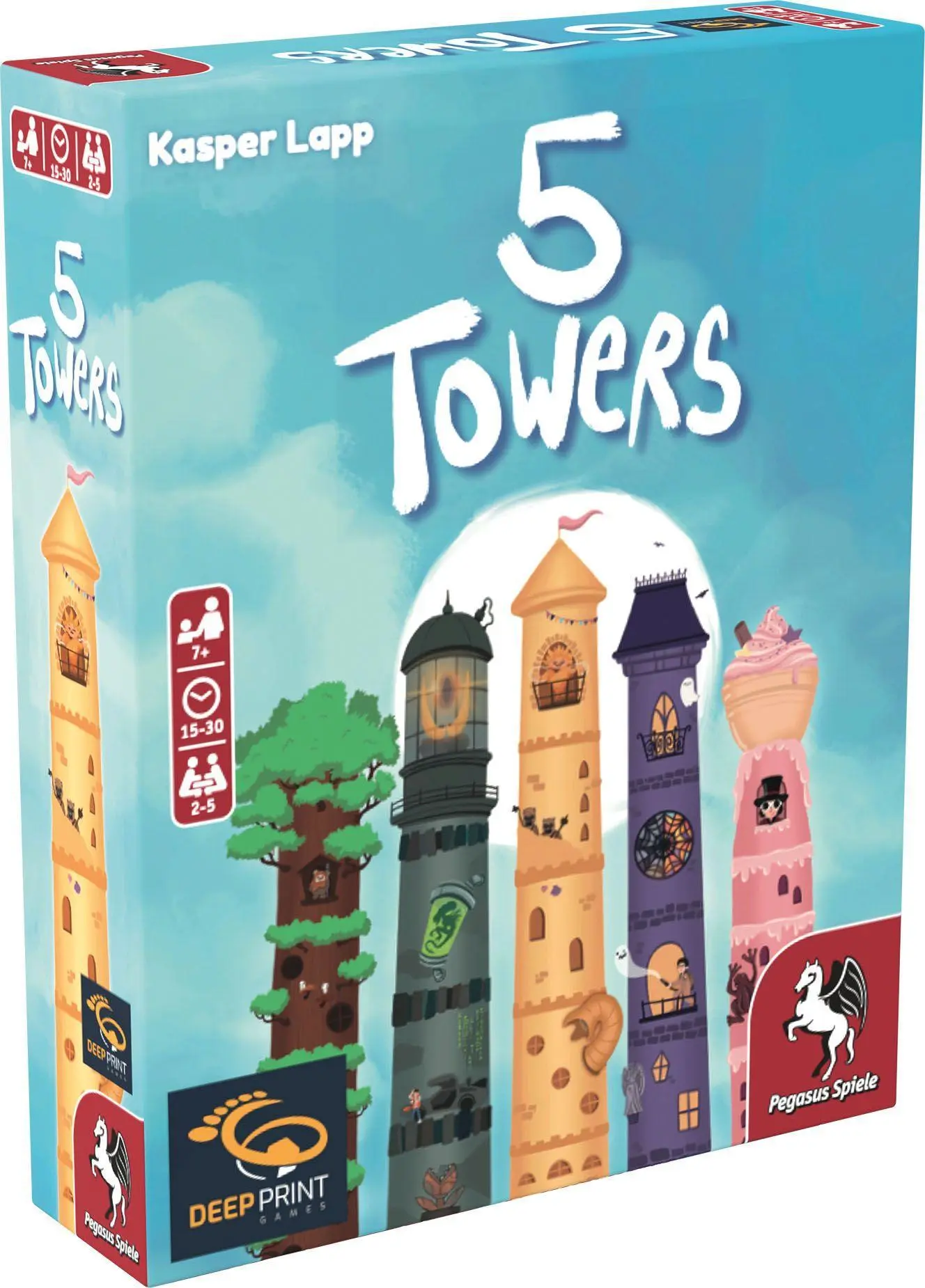 Cover: 4250231738364 | 5 Towers (Deep Print Games) (English Edition) | Kasper Lapp | Spiel