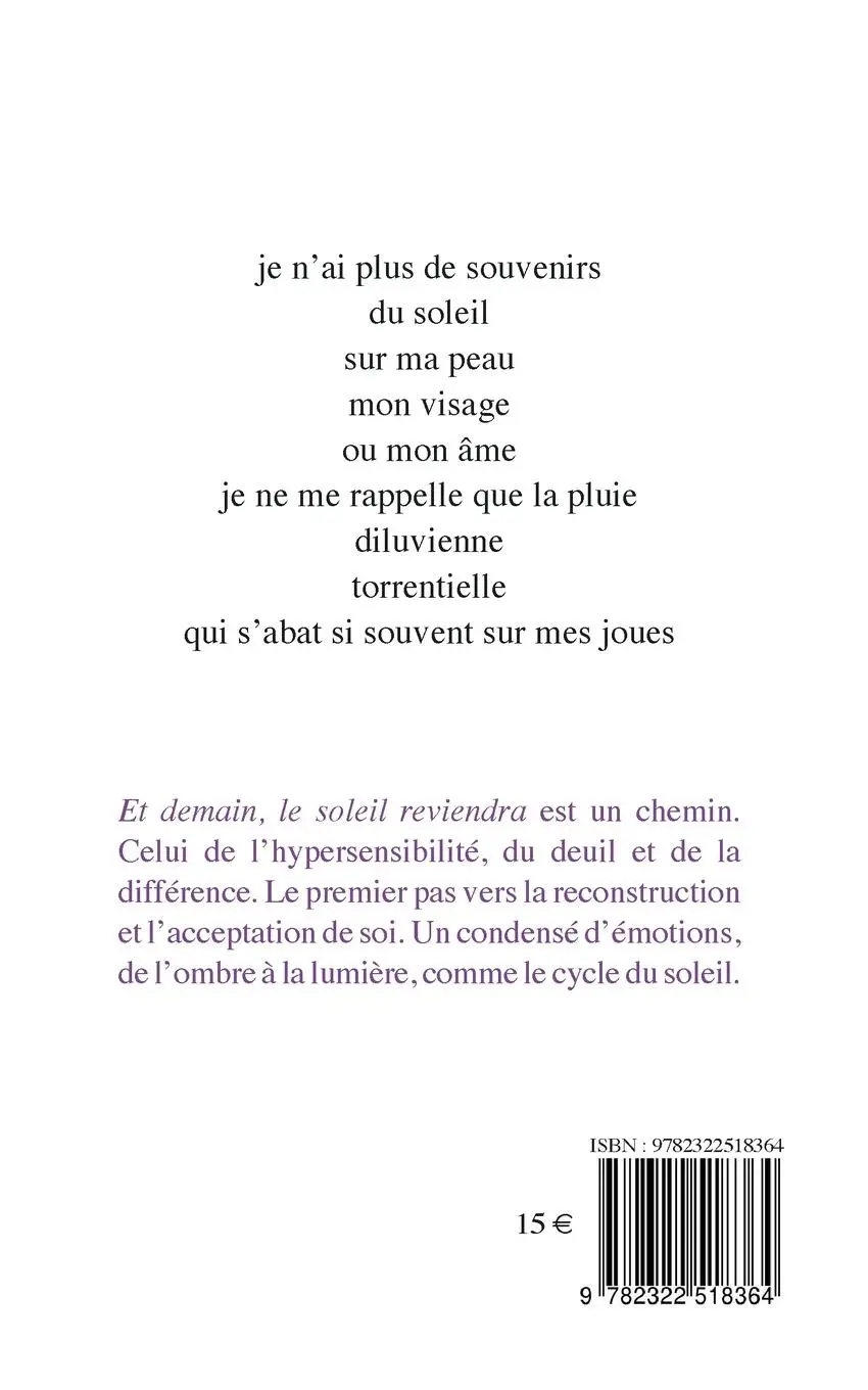 Rückseite: 9782322518364 | Et demain, le soleil reviendra | Pauline Bilisari | Taschenbuch | 2024