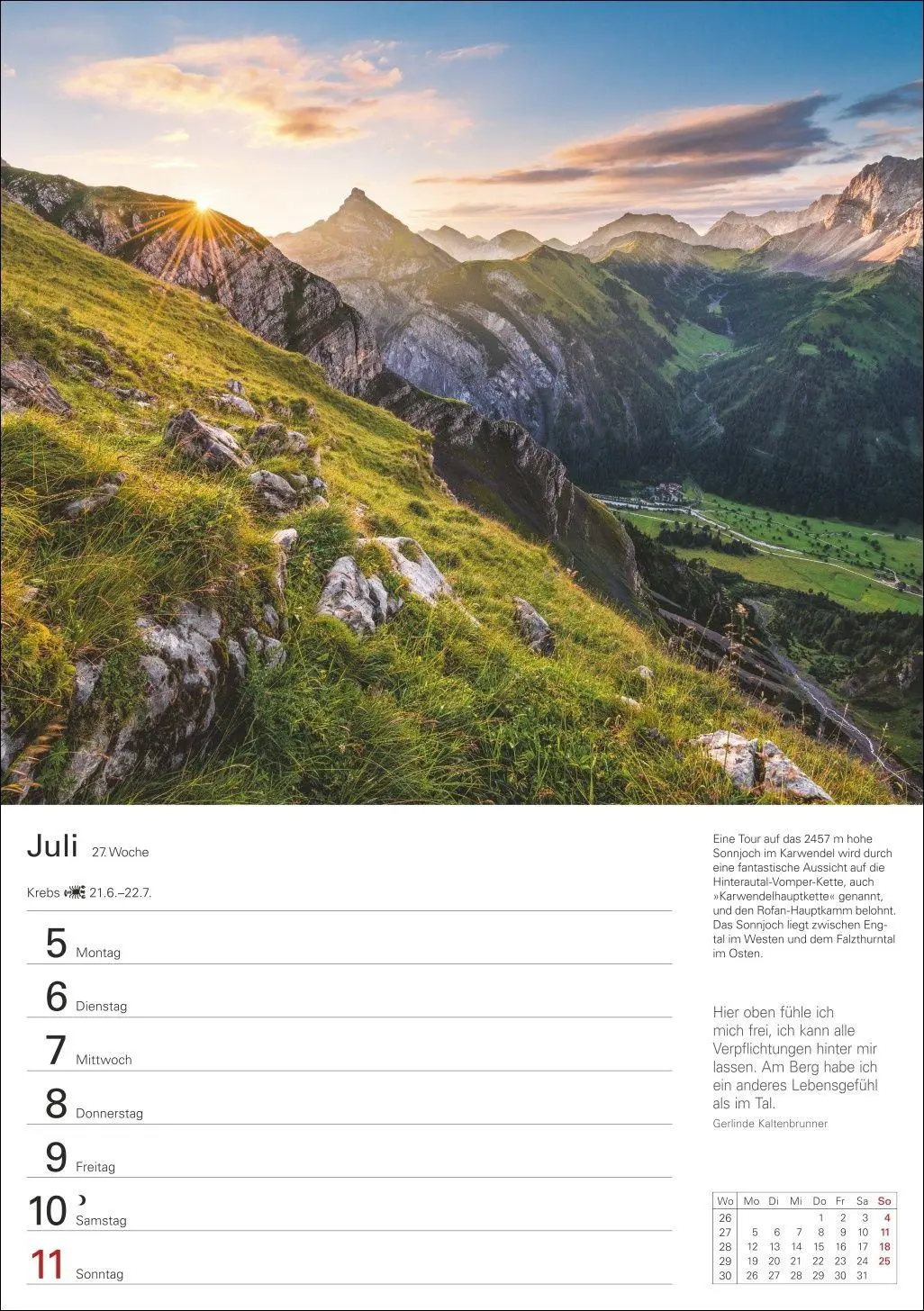 Bild: 9783840038464 | Berge Wochenplaner 2027 - 53 faszinierende Fotografien | Ulrike Issel