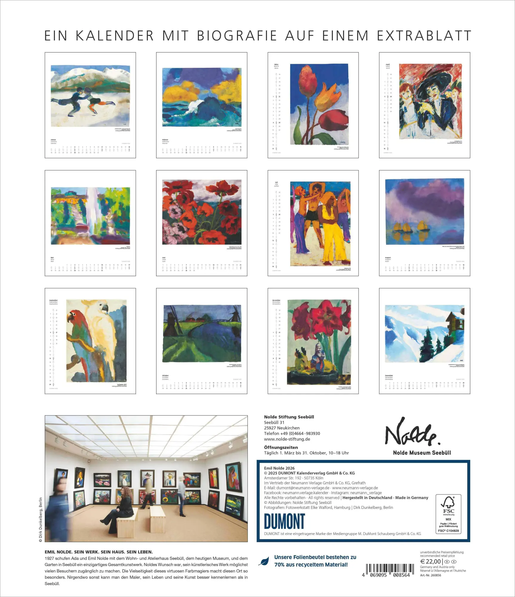 Bild: 4069095008564 | Emil Nolde 2026 - Kunstkalender - Wandkalender im Format 34,5 x 40...