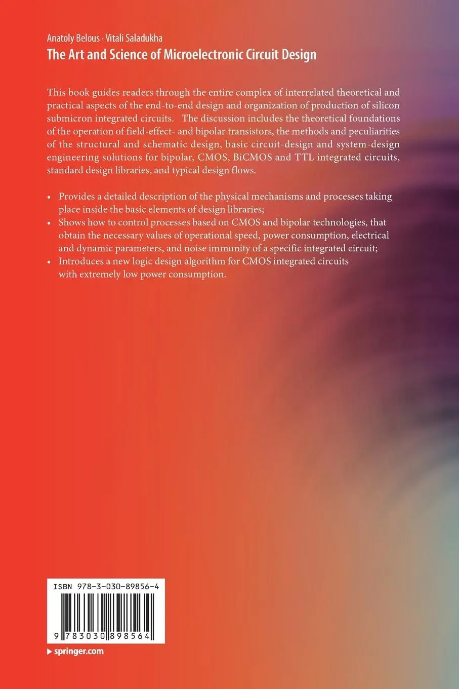 Rückseite: 9783030898564 | The Art and Science of Microelectronic Circuit Design | Taschenbuch