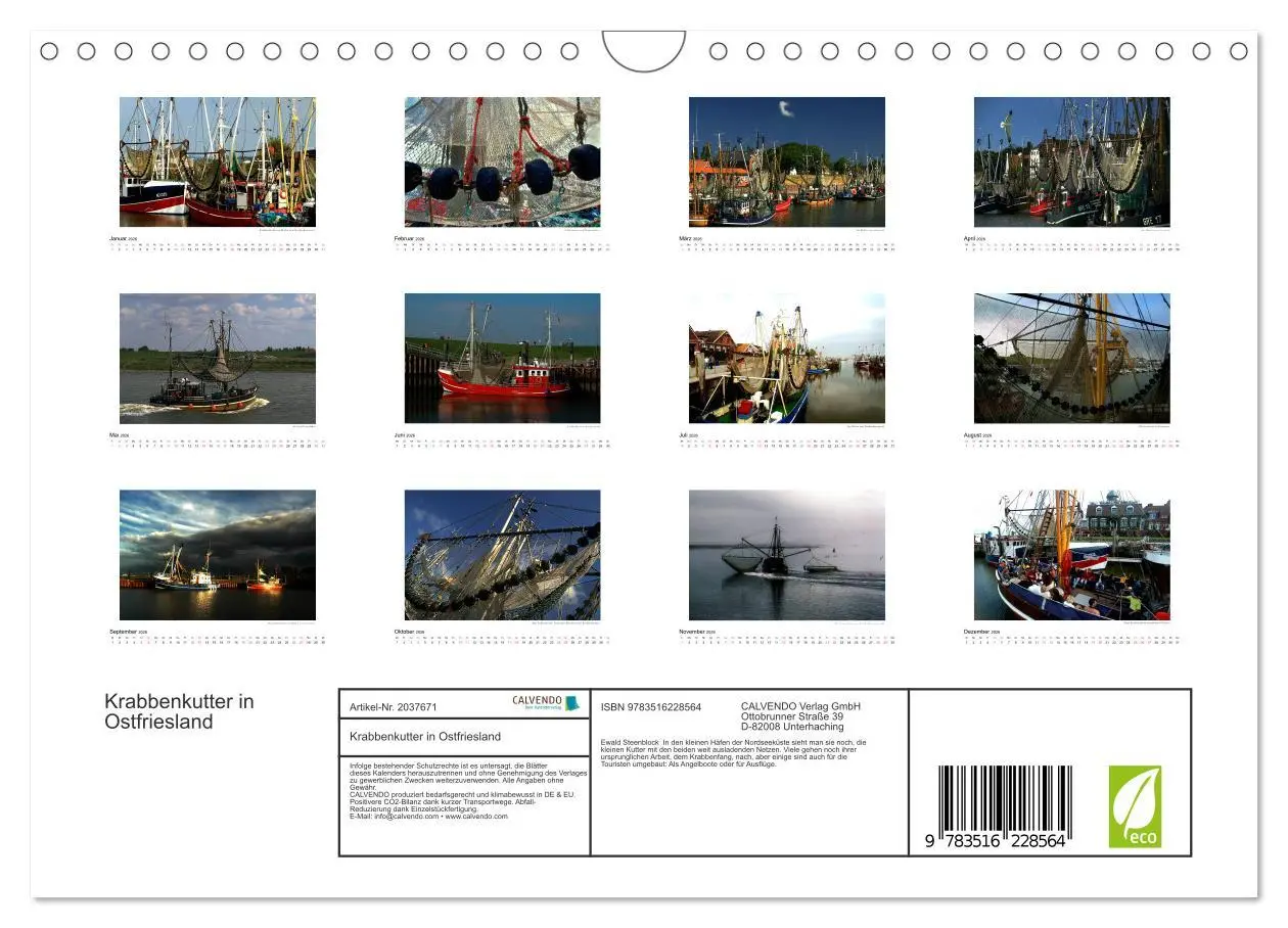 Bild: 9783516228564 | Krabbenkutter in Ostfriesland (Wandkalender 2026 DIN A4 quer),...