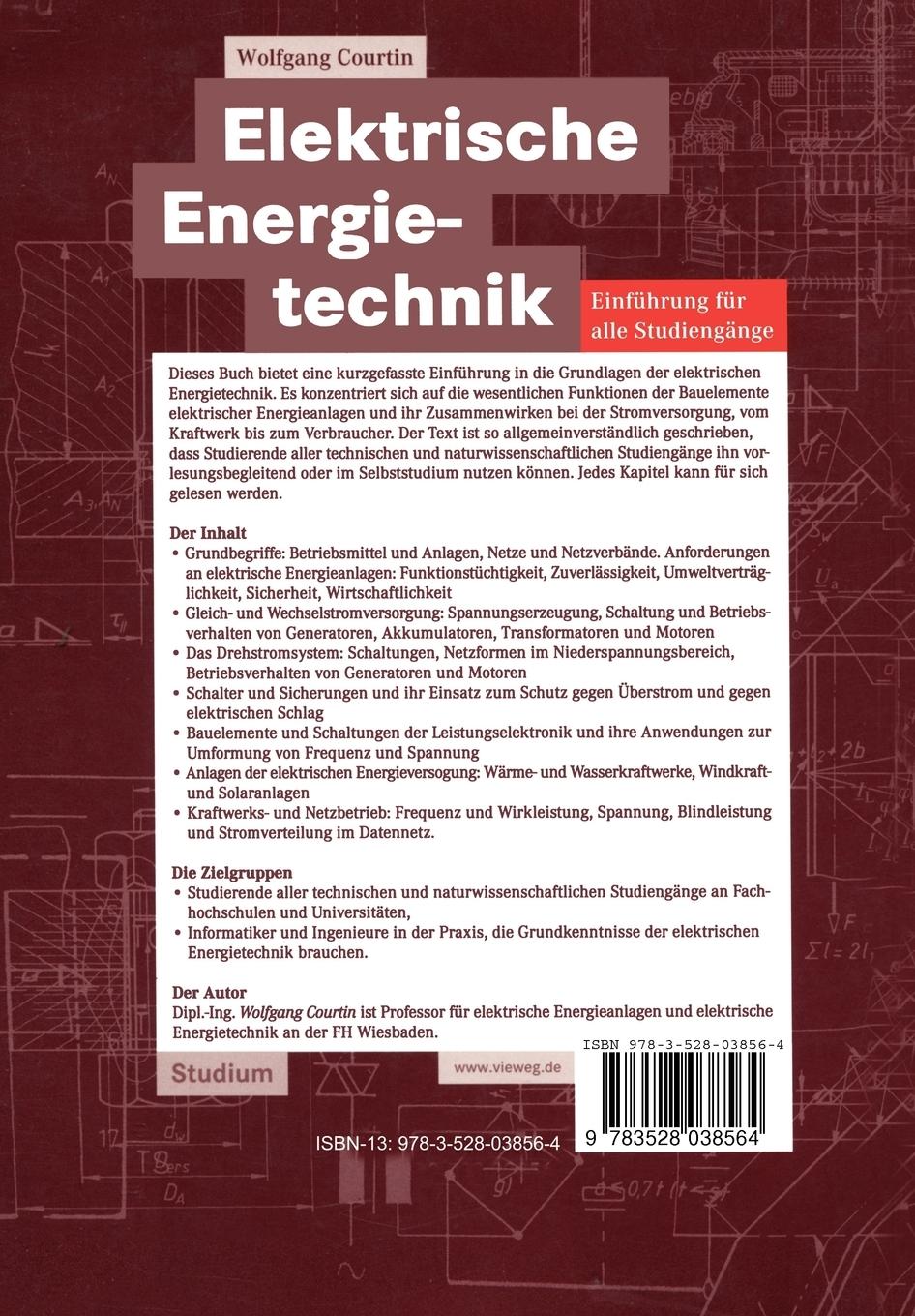 Rückseite: 9783528038564 | Elektrische Energietechnik | Einführung für alle Studiengänge | Buch