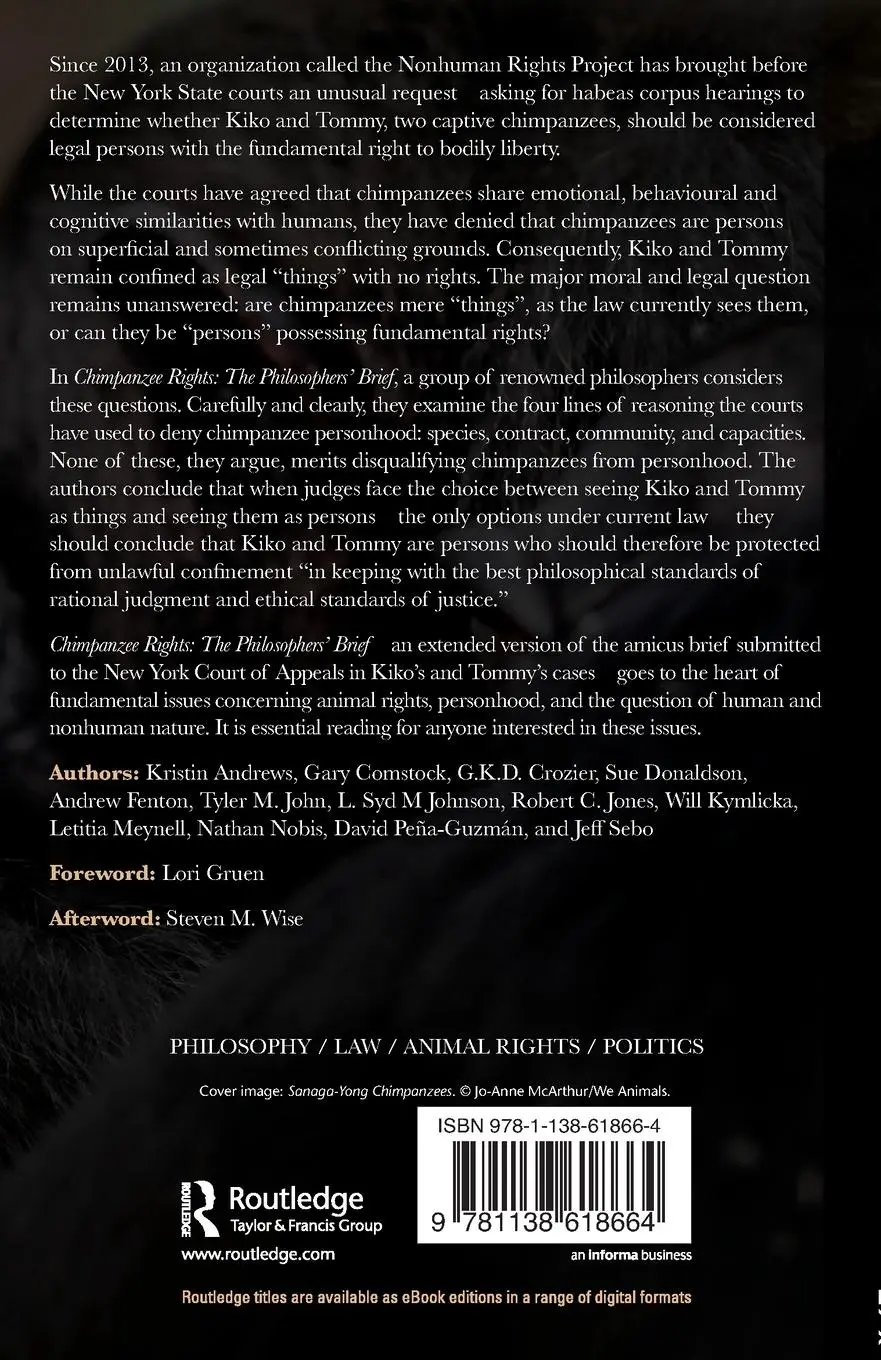 Rückseite: 9781138618664 | Chimpanzee Rights | The Philosophers' Brief | Kristin Andrews (u. a.)